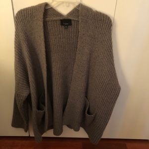 Lumiere Oversized Fluffy Cardigan Green Gray Sz M